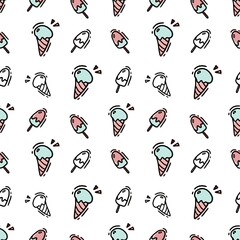 Ice cream seamless pattern . Sweet dessert background . Design for fabrics, textiles, wrapping paper, menu 
