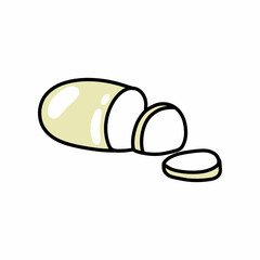 mozzarella doodle icon, vector color line illustration