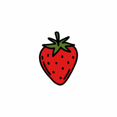 strawberry doodle icon, vector color line illustration