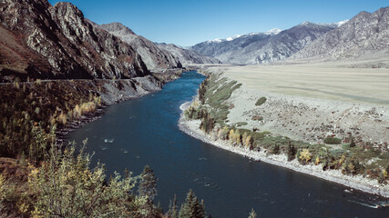 View of Chuya river at Mountains in Altai Republic. Russia.