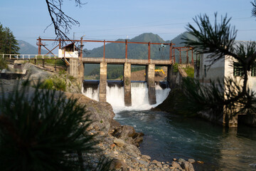 hydroelectric power station on the Chepal River in the village of Chepal of the Altai Republic of...