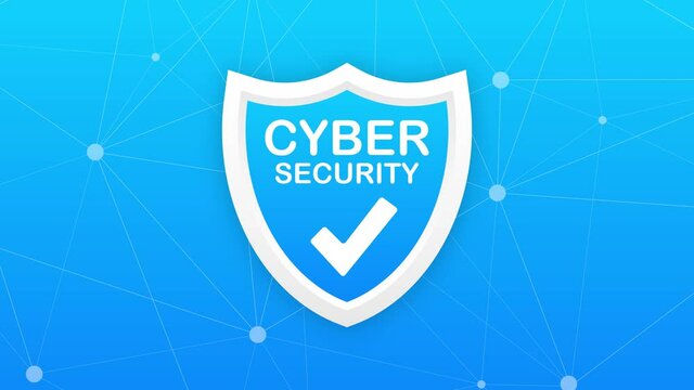 Cyber security logo with shield and check mark. Security shield concept. Internet security. Motion graphics.