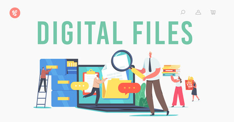 Digital Files Landing Page Template. Electronic Document Organization. Computer Data Archive Storage System, Information