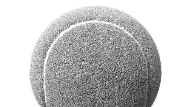 White tennis ball on white background.
Loop able 3d animation.
