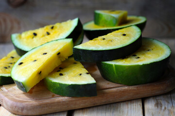 Yellow watermelon slices.