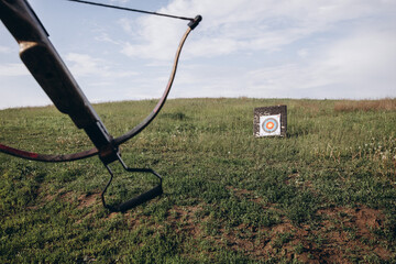 bow outdoor target on the grass
