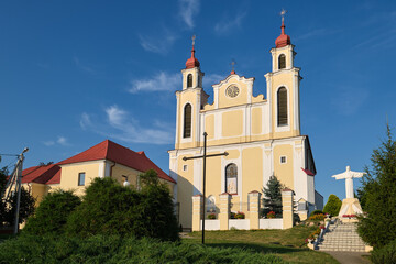 Fototapeta na wymiar Old ancient catholic church of Saints Peter and Paul, Iwje, Grodno region, Belarus.