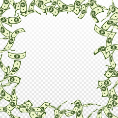 Indian rupee notes falling. Floating INR bills on
