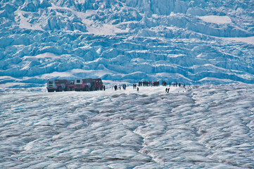 An image of the Ice Explorer Glacier Tour.  Columbia Icefield Area and the Athabasca Glacier AB Canada 
