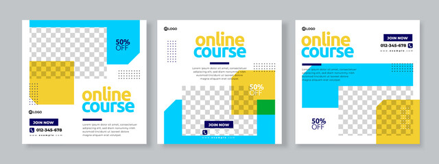 online course social media pack template premium vector