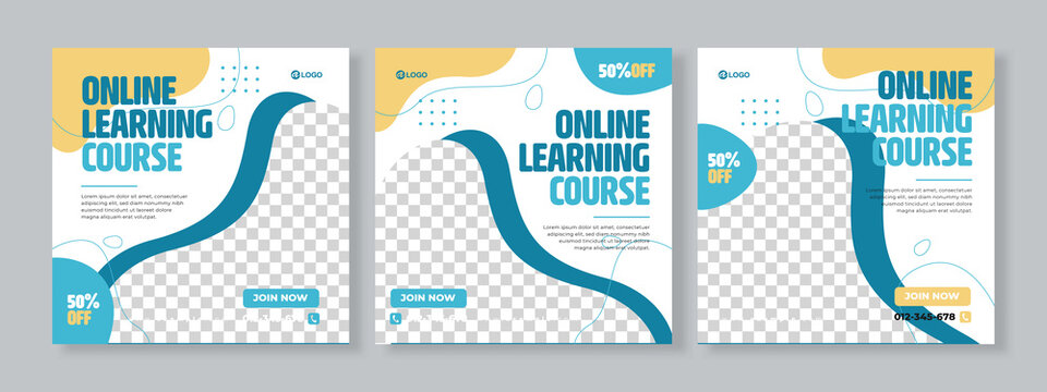 online course social media pack template premium vector