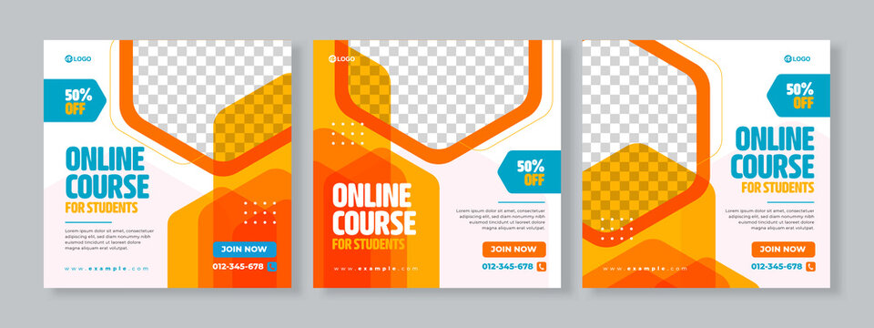 online course social media pack template premium vector