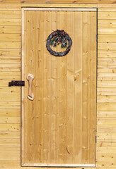 Wooden door with decoration