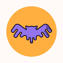 Halloween bat. Cute simple linear flat icon. Colorful isolated illustration. Vector design.