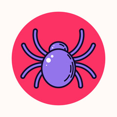 Halloween spider. Simple cute linear flat icon. Colorful isolated illustration. Vector design.