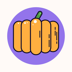 Halloween cute pumpkin. Simple linear flat icon. Colorful isolated illustration. Vector design.
