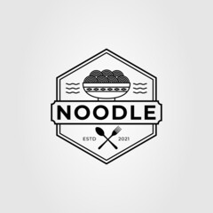 vintage noodle restaurant logo or ramen shop icon vector illustration design