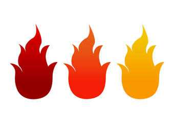 a collection of simple illustrations of three types of fire designs with different colors with gradient techniques