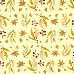 Autumn Seamless Pattern Vector Illustration Suitable for use as Background, Pillow, Tumbler, Decoration Etc