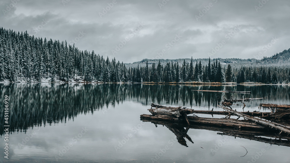 Sticker reflection in the lake