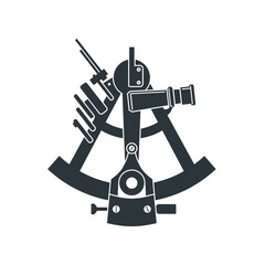 illustration of sextant, sextant icon, vector art.