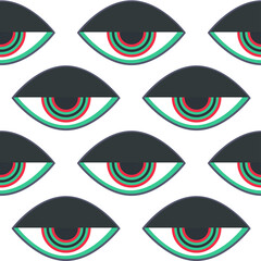 seamless vector pop art pattern with eyes.