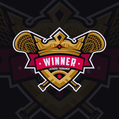 Crown Mascot Logo Design Illustration For Lacrosse