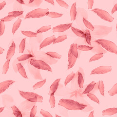 Pink Seamless Vintage. Gray Pattern Leaf. White Tropical Texture. Coral Flower Texture. Flora Exotic. Watercolor Painting. Floral Exotic. Summer Botanical.