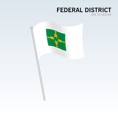 Waving flag of Federal District states,federal district of Brazil isolated on gray background