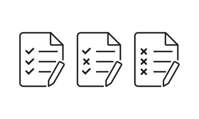 Document file with checklist and cross mark. Agreement and reject. Task,survey, test. Illustration vector