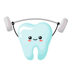 healthy kawaii tooth. cute tooth with eyes in cartoon style