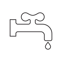 Water Tap Icon. Faucet Symbol, Plumbing Sign, Drip Silhouette