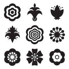 Flower Icon Set, Flowers Symbols, Pictogram, Florist Illustration
