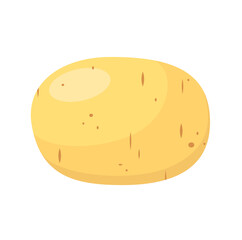 Whole raw potatoes on a white background. A ripe vegetable in a cartoon design.