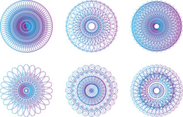 Guilloche Elements Collection for Certificate or Diploma, and Currency Design.