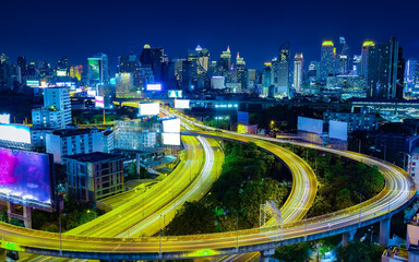 Bangkok cityscape. Bangkok night view in the business district.