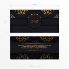Obraz na płótnie Canvas Rectangular postcards in dark color with abstract ornament. Vector design of invitation card with vintage patterns.