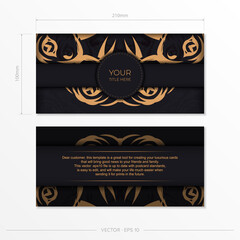 Rectangular Prepare postcards in dark colors with abstract ornaments. Vector Template for printing design invitation card with vintage patterns.