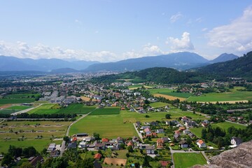 High angle view of Villach in austria