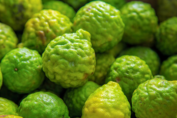 High angle fresh bergamots, Bergamot is one of an Asian ingredient food.
