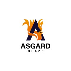 Letter A on burning, letter A with fire modern logo design