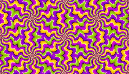 Colorful wrapping paper withl hexagons. Spin illusion. Seamless pattern.