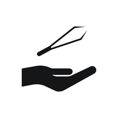 Tweezer on hand icon design isolated on white background. Vector illustration