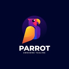 Naklejka premium Vector Logo Illustration Parrot Gradient Colorful Style.