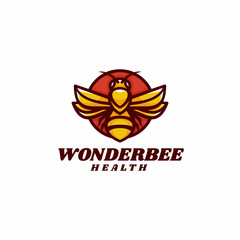 Vector Logo Illustration Bee Simple Mascot Style.