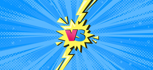 Superhero halftoned background with lightning. Contest comic design with yellow flash. Vector illustration backdrop