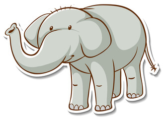 Sticker design with cute elephant isolated