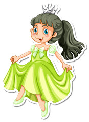 Fototapeta premium Beautiful princess cartoon character sticker