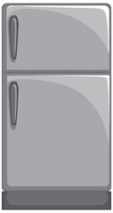 Grey refrigerator in cartoon style isolated