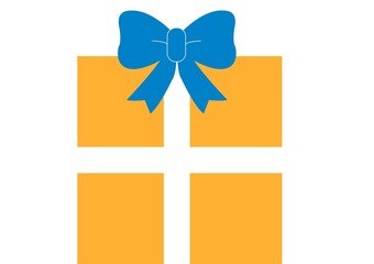 Yellow gift with blue bow